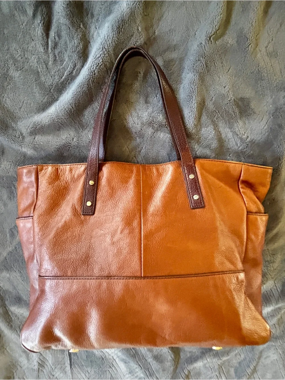 J.Crew Soft Leather Tote Bag Cognac Brown